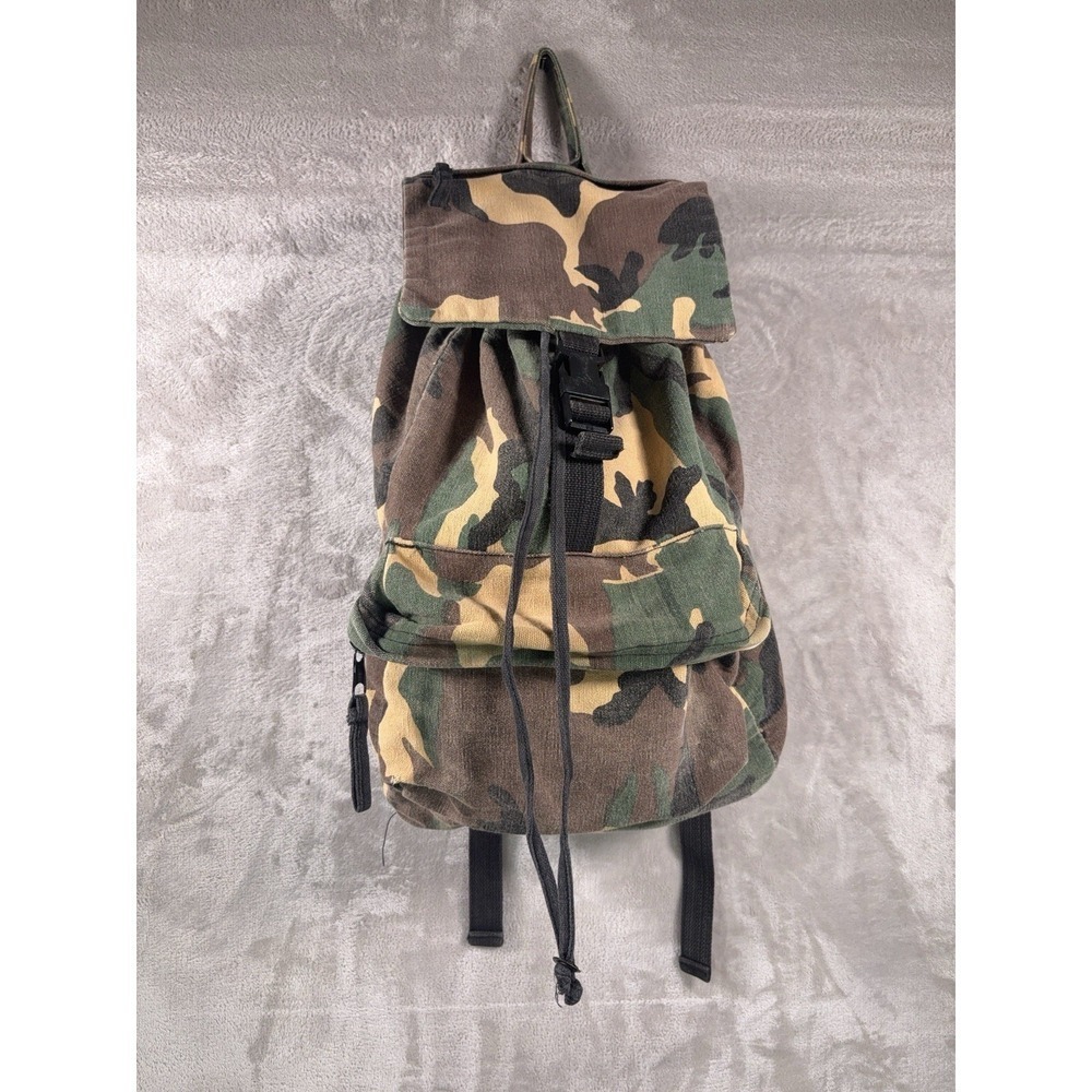 Vintage US Military Woodland Camo Backpack Rucksack Field Pack Tactical Canvas